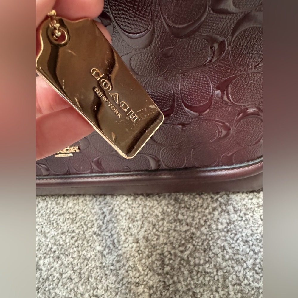 EUC Coach Sierra Satchel Oxblood Signature Debossed Patent Leather Burgundy - Picture 6 of 13